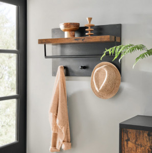 Cuier perete cu etajera Stil Industrial Black