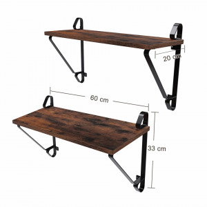 Etajera Retro Brown cu polita suspendata set 2 buc Industrial Design
