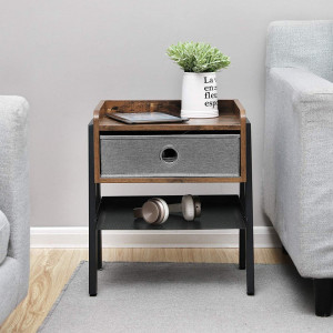 Noptiera Rustic Chic Wood cu sertar Industrial Design 42 x 35 x 52 cm