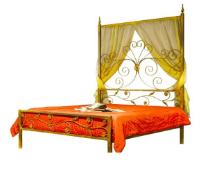 Pat matrimonial Queen din fier forjat cu balcachin 140x200 cm