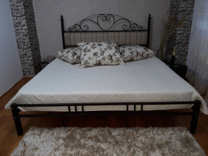 Pat Matrimonial Trigo din fier forjat cu tapiterie din Stofa 160x200cm