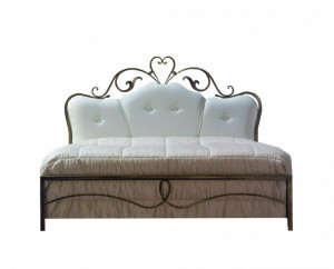 Pat matrimonial Branco, Fier forjat tapitat piele ecologica, 160x200 cm