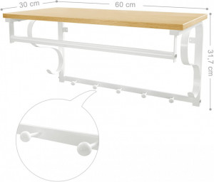 CUIER HOL CU ETAJERA ALB 60 x 30 x 32 cm (L x l x l)