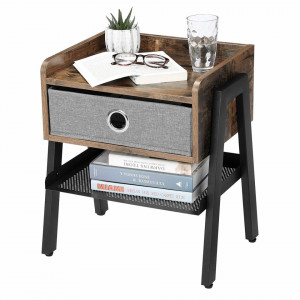 Noptiera Rustic Chic Wood cu sertar Industrial Design 42 x 35 x 52 cm