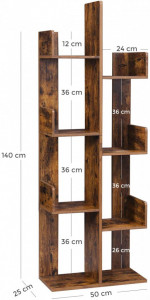 BIBLIOTECA TREE CU 8 COMPARTIMENTE RUSTIC BROWN