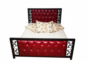 Pat matrimonial Bourbon, tapiterie piele ecologica 140x200 cm
