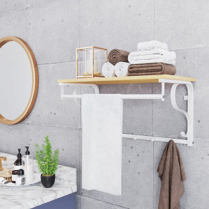Cuier perete cu etajera Industrial Design Alb 60 x 30 x 32 cm (L x l x l)