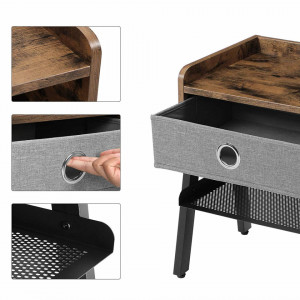 Noptiera Rustic Chic Wood cu sertar Industrial Design 42 x 35 x 52 cm