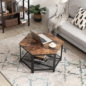 Masuta cafea Living Hexagonala Industrial Design 75 x 75 x 45 cm (L x l x l)