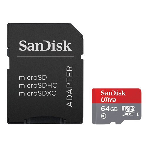 SANDISK Ultra microSDXC 64GB UHS-I + SD adapter - SDSQUNC-064G-GN6MA microSD, 64GB, UHS U1