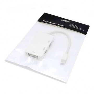 Adapter Mini DisplayPort na DVI-I/HDMI/VGA beli