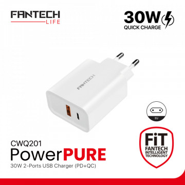 Kućni punjač Fantech Power Pure CWQ201 PD/USB 30W QC beli