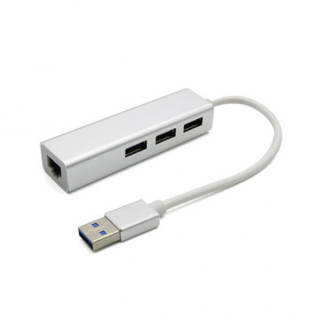 HUB USB 3.0 HI-Speed 3xUSB LAN svetlo sivi