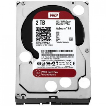 HDD Desktop WD Red Pro (3.5'', 2TB, 64MB, 7200 RPM, SATA 6 Gb/s) WD2002FFSX