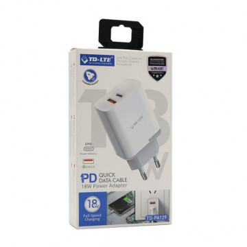 Kuciste punjaca Comicell 3A TD-PA129 PD/QC 3.0 18W belo
