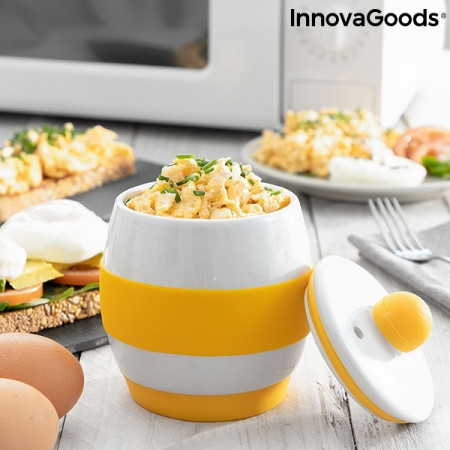 Fierbător de ouă din ceramică pentru microunde cu rețete Eggsira InnovaGoods Kitchen Foodies