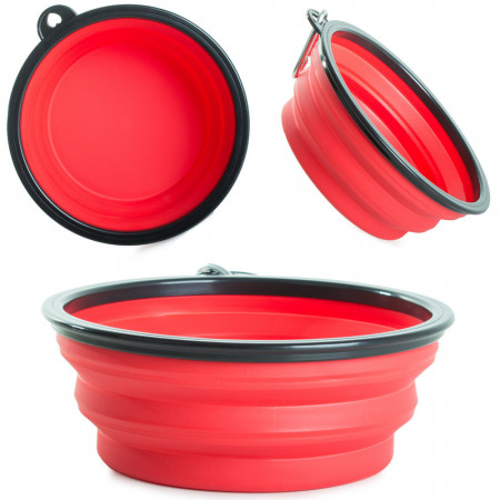 Bol pliabil din silicon cu carabiniera pentru catei si pisici, 0.8 L, PM192693