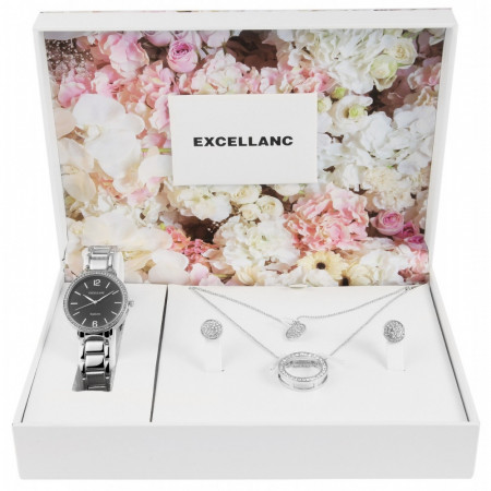 Set cadou, ceas dama, Excellanc, Argintiu, Sublim Fit Utopia, colier dublu cu pandative si 1 pereche cercei dama Excellanc