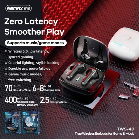 REMAX Bluetooth Earbuds - TWS-40 Power Bank Black
