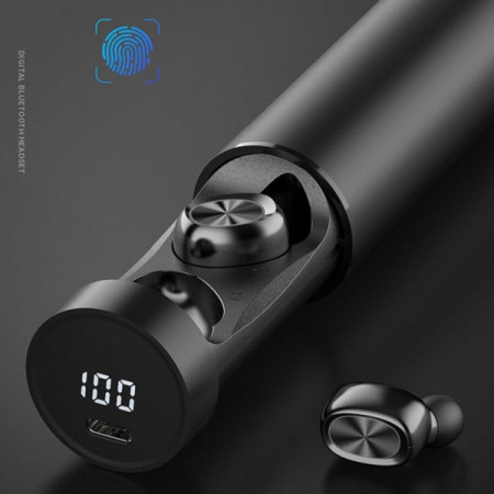 Casti fara fir, in-ear, stereo, Bluetooth 5.0, negru, TWS-9