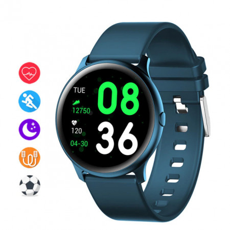 Ceas Smartwatch Magphone® SM-KW19-V2, 1.3 Inch HD Rotund, Monitorizare Cardiaca, Tensiune. Oxigenare, Bluetooth 4.0, Albastru