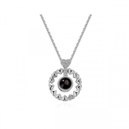 Lantisor Dama Hearts "Te iubesc" 100 de limbi - argintiu COL154-V1