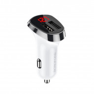 Borofone Car charger BZ15 Auspicious - 2xUSB - 2,4A cu USB to MicroUSB cablu alb