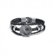 Bratara norocoasa, barbati, piele - negru BR316