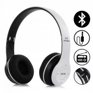 Casti wireless P47, Stereo Headphones, Fm Radio, MP3 Player, Microfon incorporat, Port Micro SD, Alb