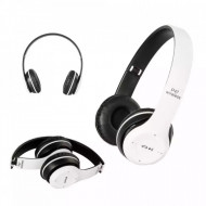 Casti wireless P47, Stereo Headphones, Fm Radio, MP3 Player, Microfon incorporat, Port Micro SD, Alb