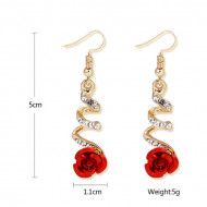 Cercei Dama, red rose - auriu CD033