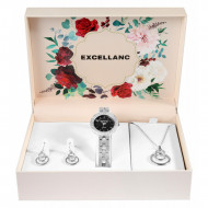 Set cadou, ceas dama, Excellanc, Argintiu, colier cu pandativ, 1 pereche cercei, Excellanc, PM1800230-006