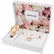 Set cadou, ceas dama, Excellanc, Gold Auriu Sublim Fit Utopia, colier dublu cu pandative si 1 pereche cercei dama Excellanc