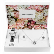 Set cadou, ceas dama, Excellanc, Argintiu Sublim Fit Utopia, colier cu pandativ, 1 pereche cercei, inel dama Excellanc, PMC1800219-001SE