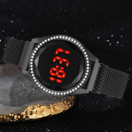 Ceas Dama Fashion Touch Screen Digital, Curea Magnetica, Swarovski elements, Negru, LD090-V3