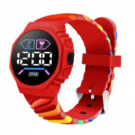 Ceas Sport Led Copii, Quartz, afisaj Digital, rosu, LD207-V1