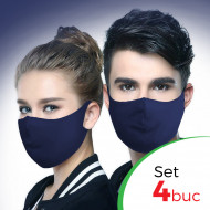 Set 4 buc Masca protectie pentru fata Fashion, Culoare Bleumarin