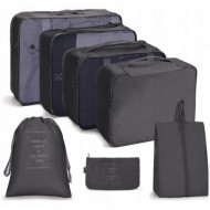 Set 7 organizatoare pentru imbracaminte/incaltaminte, Poliester, Negru, PMKS41WZ33