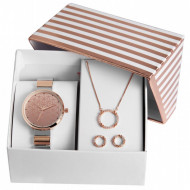 Set cadou, ceas dama, Excellanc, Roze, colier cu pandativ, 1 pereche cercei , Excellanc