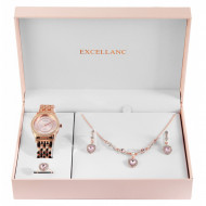 Set cadou, ceas dama, Excellanc, Roze, Sublim Fit Utopia, colier cu pandativ, 1 pereche cercei, inel dama Excellanc, PMC1800220-005SE