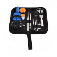 Trusa pentru reparat ceasuri, 13 piese, surubelnite,penseta,cheie,husa
