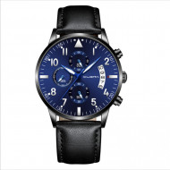 Ceas fashion barbatesc Cuena, Quartz, Analog, 44 mm, Negru Albastru