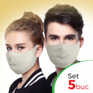 Set 5 buc Masca protectie pentru fata Fashion, Culoare Crem
