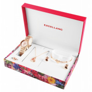 Set cadou, ceas dama, Excellanc, Roze, colier cu pandativ, 1 inel, 1 pereche cercei, bratara dama Excellanc, PM1800223-005
