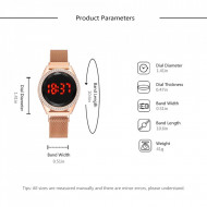 Ceas Dama Fashion Touch Screen Digital, Curea Magnetica, Swarovski elements, Auriu, LD090-V2