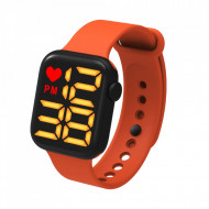 Ceas Sport Led Unisex, Quartz, afisaj Digital, Portocaliu, LED102