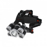 Lanterna frontala cu 5 LED-uri 1XT6, 4xPE si acumulatori reincarcabili