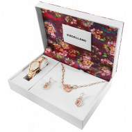 Set cadou, ceas dama, Excellanc, Roze, colier cu pandativ, 1 pereche cercei, PM1800203-001