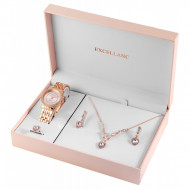 Set cadou, ceas dama, Excellanc, Roze, Sublim Fit Utopia, colier cu pandativ, 1 pereche cercei, inel dama Excellanc, PMC1800220-005SE