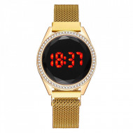 Ceas Dama Fashion Touch Screen Digital, Curea Magnetica, Swarovski elements, Auriu, LD090-V2